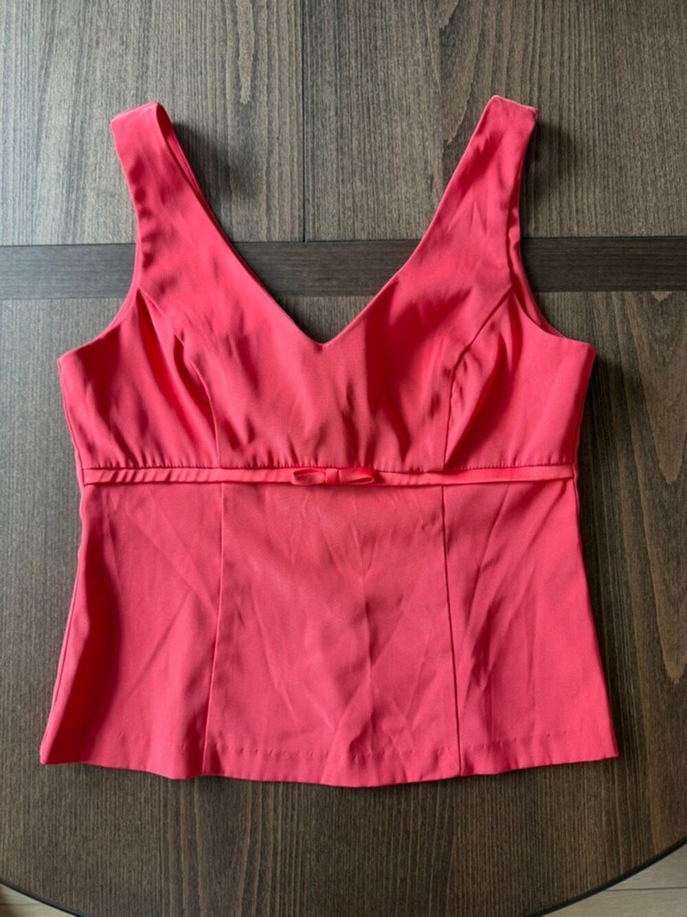 Studio Y Pink Satin V-Neck Corset Style Tank Top Bow Coquette Y2K Barbiecore